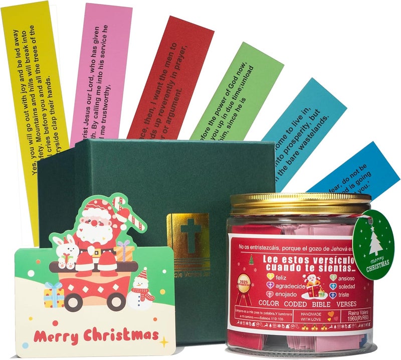 CODINOO Spanish Christmas Bible Jar,Verso de la Biblia de Navidad Jar,Mejores regalos de Navidad 2025 para mujeres, adolescentes, nietos, regalos únicos de elefante blanco, los mejores regalos de vacaciones - Image 1